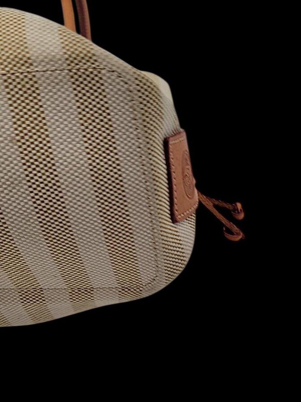 Vintage Dooney And Bourke Striped Tassel Tote Bag Leather Trip Beige & Creme - Picture 12 of 16